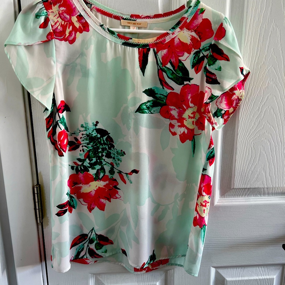 Skies are blue | Galice Tulip Sleeve Blouse | size M